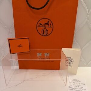 Hermès Pegase H Palladium Cufflinks Silver w/ Box, Receipt & Bag - Authentic